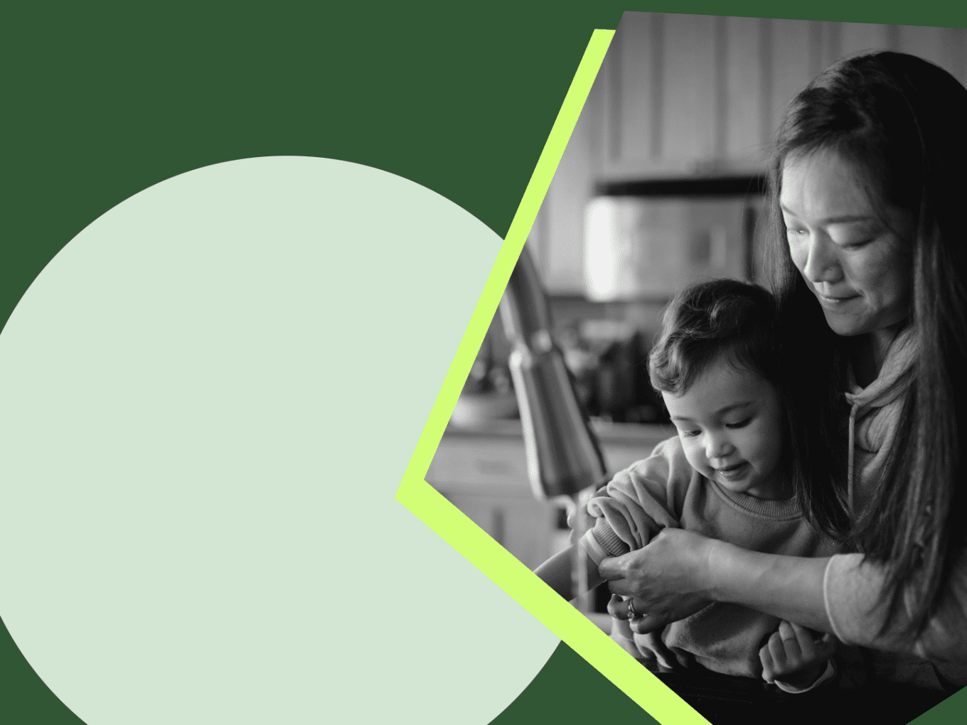 Woman and child by sink